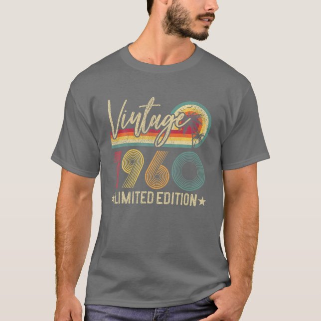 Camiseta 1960 61ª Regalo de Cumpleaños Retro Edición Limita (Anverso)