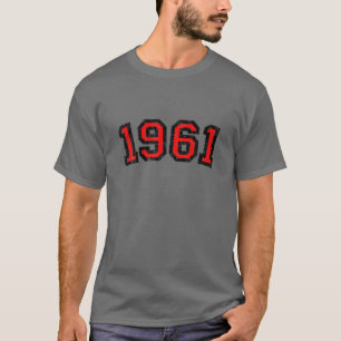 Camiseta 1961 (Negro Vintage Y Rojo) 60 Años