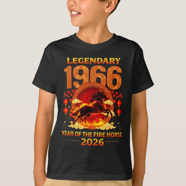 Camiseta 1966 Year Of The Fire Horse 60th Birthday Chinese  (Anverso)