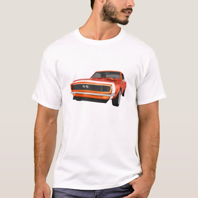 Camiseta 1967 Camaro SS: Fin del Naranja: Modelo 3D: (Anverso)