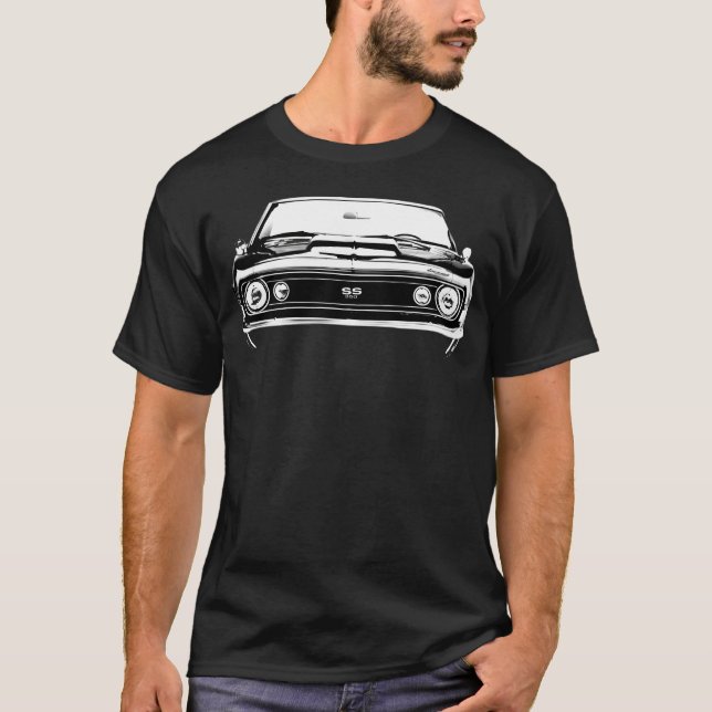 Camiseta 1967 Camaro Ss Front Grill View Silhouette Muscle  (Anverso)