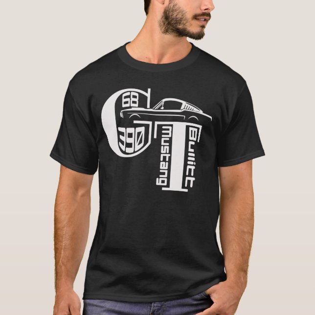 Camiseta  1968 Ford Mustang GT 390 T-Shirt (Anverso)