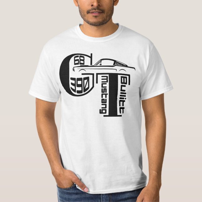 Camiseta  1968 Ford Mustang GT 390 T-Shirt. (Anverso)