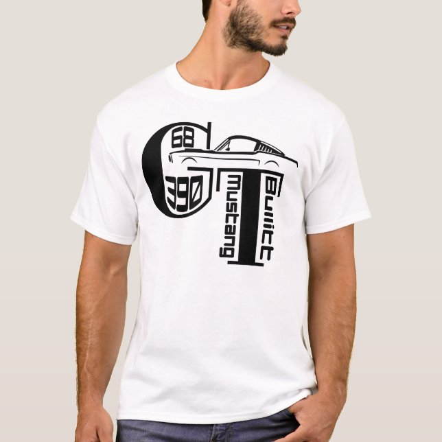 Camiseta 1968 Ford Mustang GT 390 T-Shirt (Anverso)