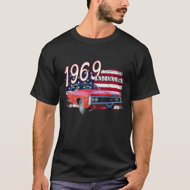 Camiseta 1969 69 impala lowrider ss 4 de Julio Americano (Anverso)