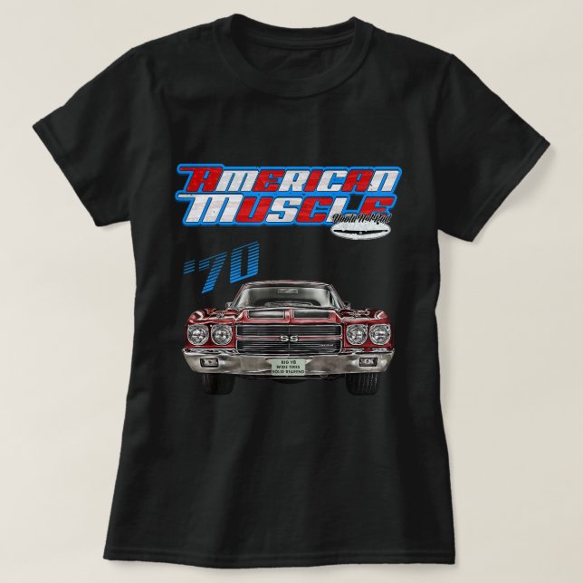 Camiseta 1970 Chevelle,Coche muscular,SS454,SS427,SS396,Hot (Diseño del anverso)