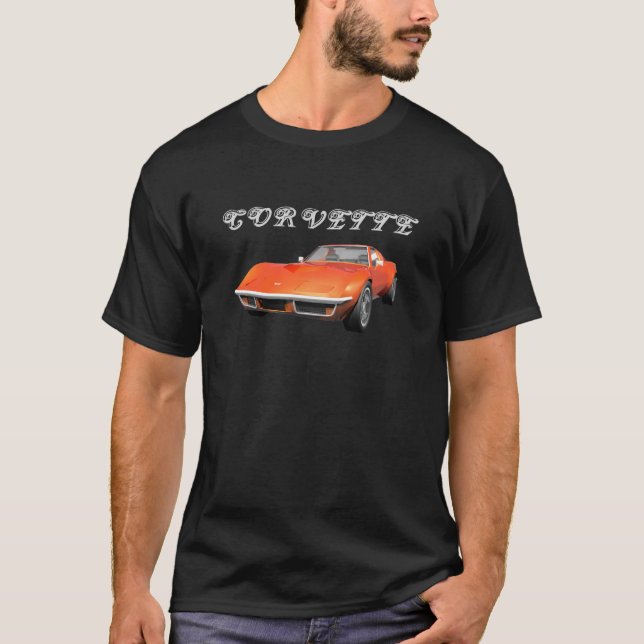 Camiseta 1970 Corvette Sports Car: Fin del Naranja: Camiset (Anverso)