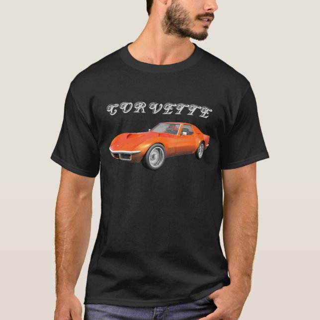 Camiseta 1970 Corvette Sports Car: Fin del Naranja: Camiset (Anverso)