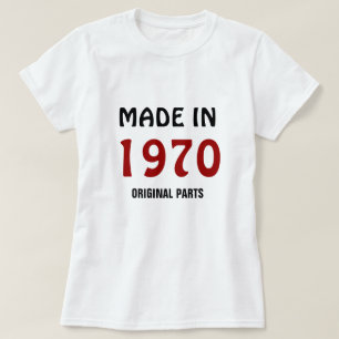 Camiseta 1970, Hecho en 1970, Piezas Originales