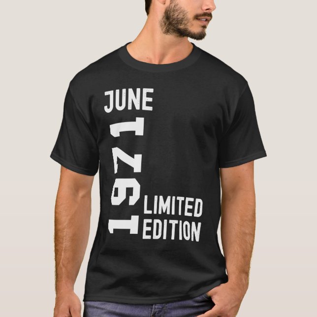 Camiseta 1971 Junio Fiesta Feliz Cumpleaños (Anverso)