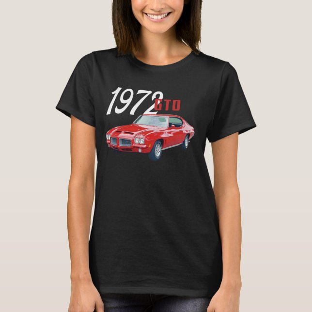Camiseta 1972 72 GTO Classic Car Old School Muscle Red Car (Anverso)
