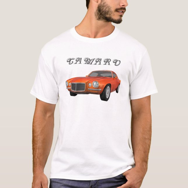 Camiseta 1972 Camaro: Autos musculares: Naranja Finalizado: (Anverso)