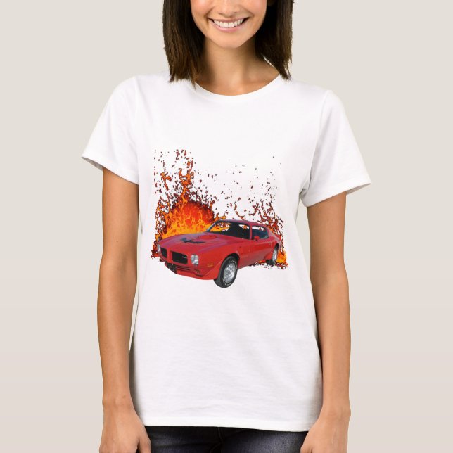 Camiseta 1973 Acuerdo Pontiac sobre aves de fuego AM (Anverso)