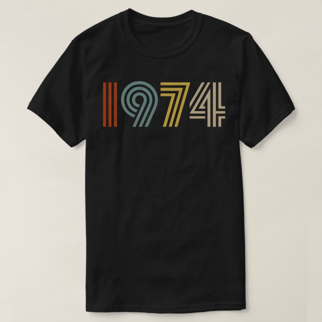 Camiseta 1974 Año de nacimiento estilo retro 1 (Diseño del anverso)