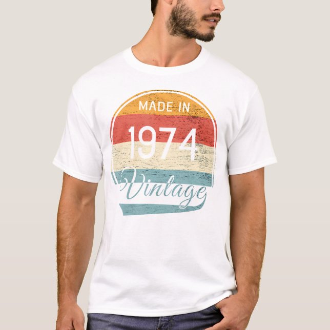 Camiseta 1974 Cumpleaños Vintage (Anverso)
