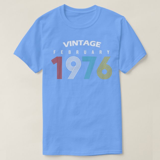 Camiseta 1976 Febrero Vintage Birthday Gif (Diseño del anverso)