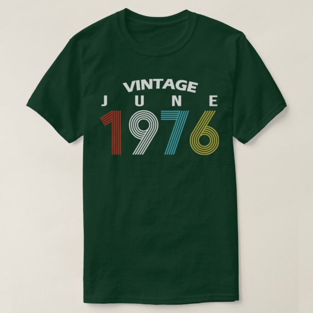 Camiseta 1976 Junio Vintage Birthday Gif (Diseño del anverso)