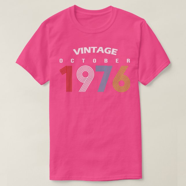 Camiseta 1976 October Vintage Birthday Gif (Diseño del anverso)