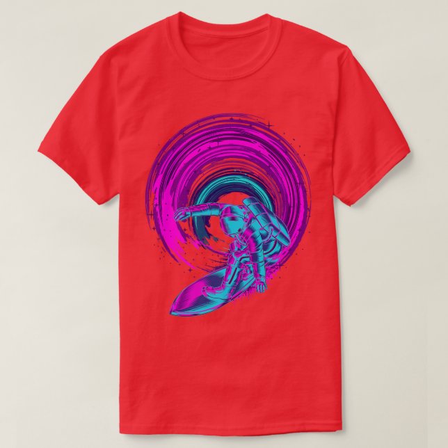 Camiseta 1980s Art Synthwave Surfing Vaporwave Surfer Astro (Diseño del anverso)