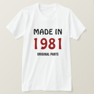 Camiseta 1981, hecho en 1981, piezas originales
