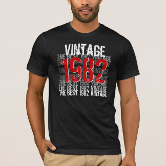 Camiseta 1982 Vintage trendy blanco rojo de 30 años