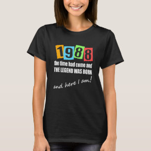 Camiseta 1988 Time Had Come And The Legend Was Born Birthda