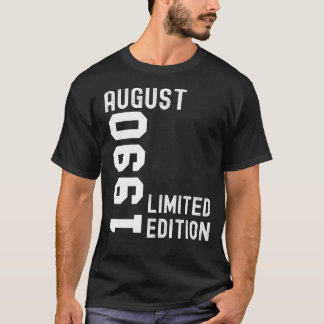 Camiseta 1990 Agosto Fiesta feliz cumpleaños