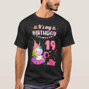 Camiseta 19.ª Chica de cumpleaños Unicorn Piscina Pato 19 Y