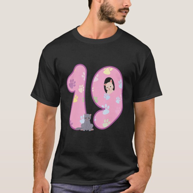Camiseta 19.ª fiesta de cumpleaños de un gato (Anverso)