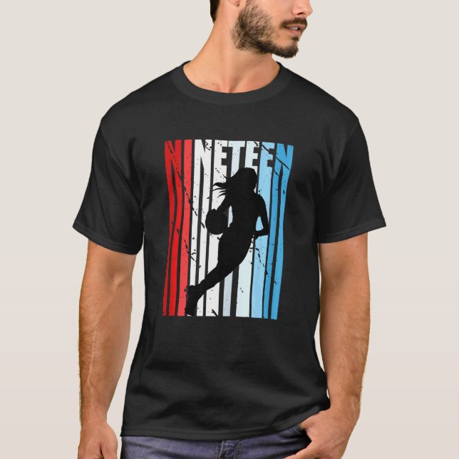 Camiseta 19.º Baloncesto Cumpleaños Retro Vintage angustiad (Anverso)