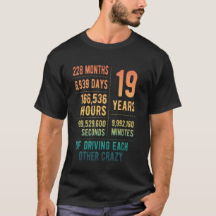 Camiseta 19 Años Casados Divertido 19º Aniversario de Boda