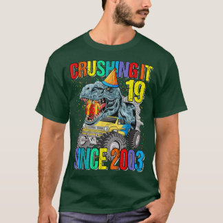 Camiseta 19 Aplastándolo Desde 2003 Camión Monstruo Dinosau