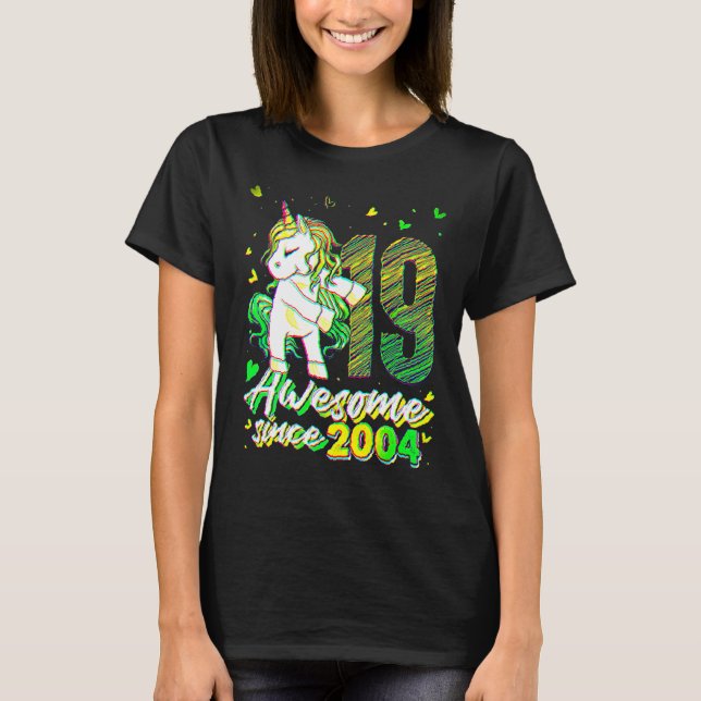 Camiseta 19 Years Old  Unicorn Flossing 19th Birthday Unico (Anverso)