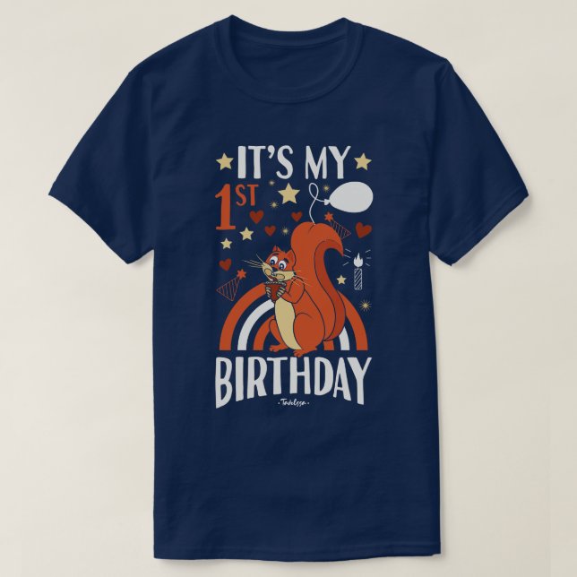 Camiseta 1.ª ardilla de cumpleaños (Diseño del anverso)