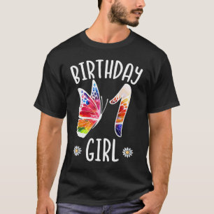 Camiseta 1.ª Chica de cumpleaños mariposas de 1 año de edad