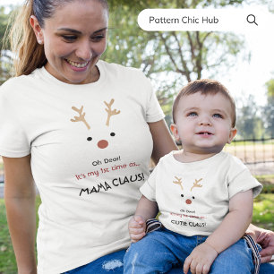 Camiseta 1.ª vez que Mamá Claus Navidades de la familia bla