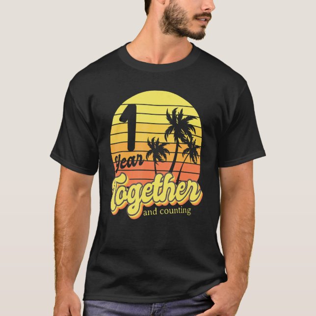 Camiseta 1.ᵉʳ Aniversario Pareja de Cruceros Vacation Beach (Anverso)