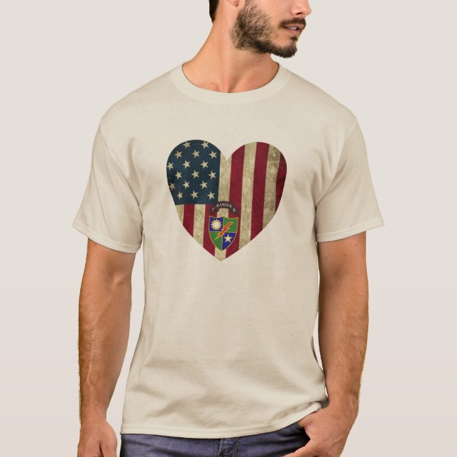Camiseta 1.ᵉʳ Batallón 75.ª Bandera Corazón Norteamericana (Anverso)