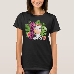 Camiseta 1.ᵉʳ Chica de cumpleaños Zebra 1 Años Animal Safar