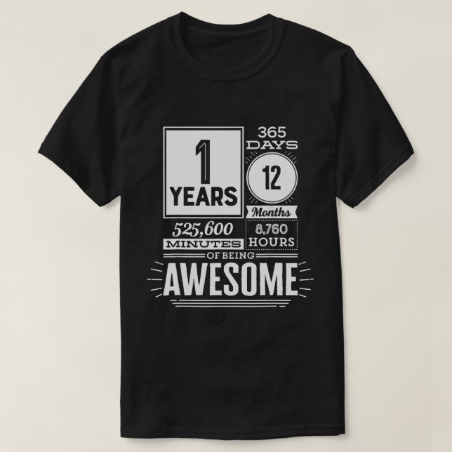 Camiseta 1.ᵉʳ Cumpleaños 1 Años De Ser Sorprendente 365 Día (Diseño del anverso)