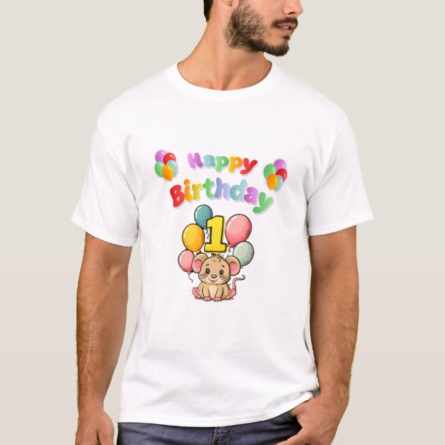 Camiseta 1.ᵉʳ cumpleaños de los niños ratones de ratón (Anverso)
