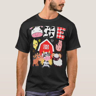Camiseta 1.ᵉʳ Cumpleaños Tema de la granja de un año Animal