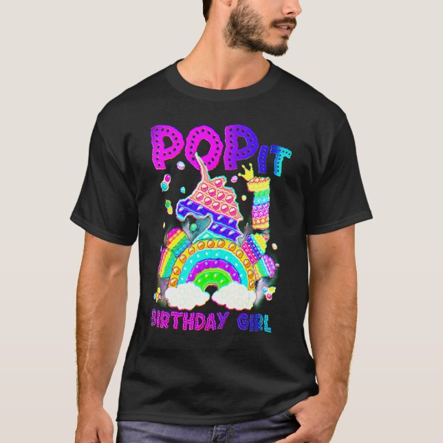 Camiseta 1.ᵉʳ Cumpleaños Unicornio Fidget Pop It Chica de c (Anverso)