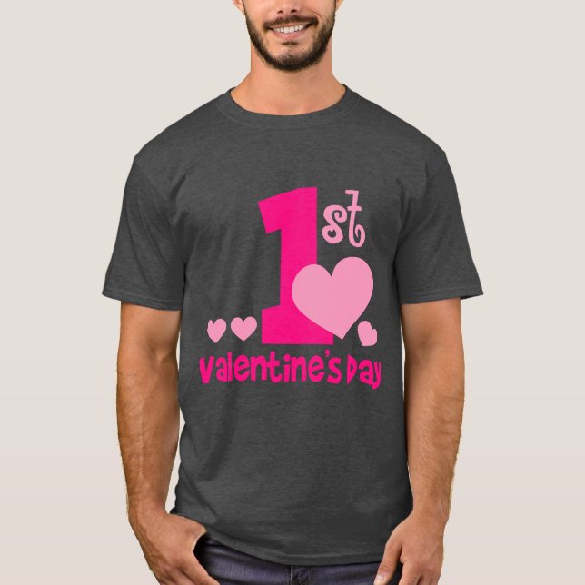 Camiseta 1.ᵉʳ día de San Valentín oscuro Camisas masculinas (Anverso)