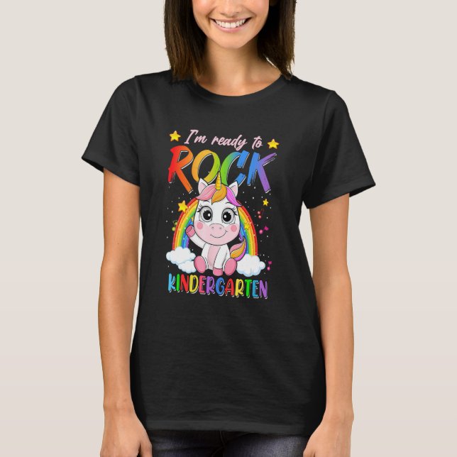 Camiseta 1.ᵉʳ Día Escolar De Unicornio Preparado Para Rodar (Anverso)