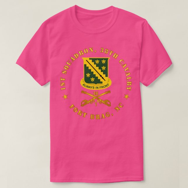 Camiseta 1.ᵉʳ Escuadrón 38º Fuerte Cavalry Bragg NC con DUI (Diseño del anverso)