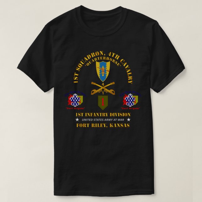 Camiseta 1.ᵉʳ Escuadrón 4.ª Caballería 1.ᵉʳ Inf Div Devil B (Diseño del anverso)