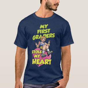 Camiseta 1.ᵉʳ Grader Me Robó El Corazón Día de San Valentín