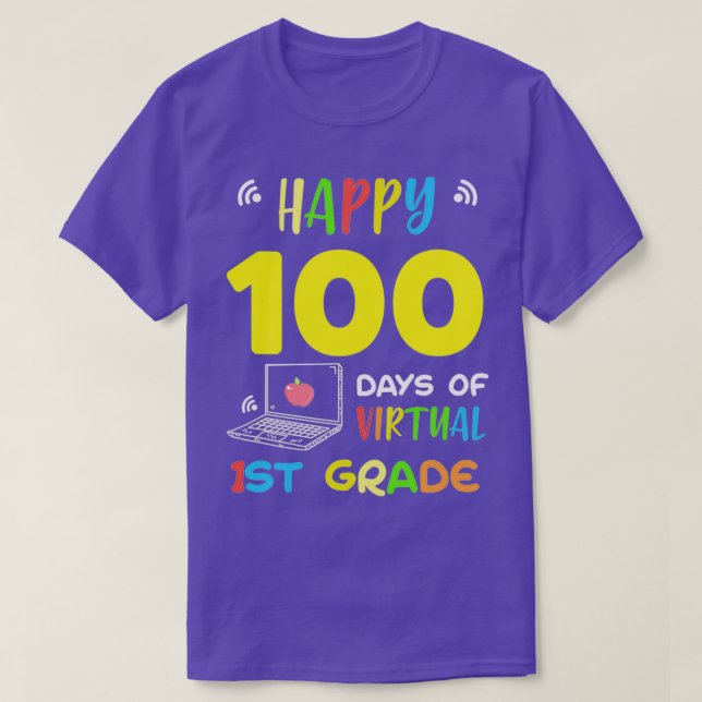Camiseta 1.ᵉʳ Grado 100 Días De Escuela Virtual 100 (Diseño del anverso)