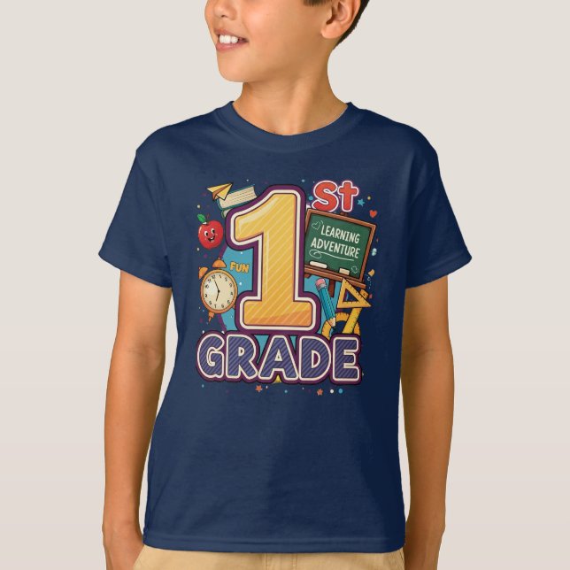 Camiseta 1.ᵉʳ Grado - Aventura de Aprendizaje | por Asarteo (Anverso)